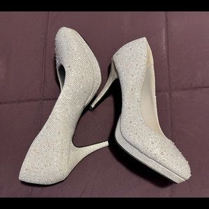 Hot Tomato silver sequin heels
